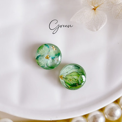 ♡送料無料♡紫陽花柄レジンピアス　イヤリング　ステンレス　樹脂ポスト 6枚目の画像