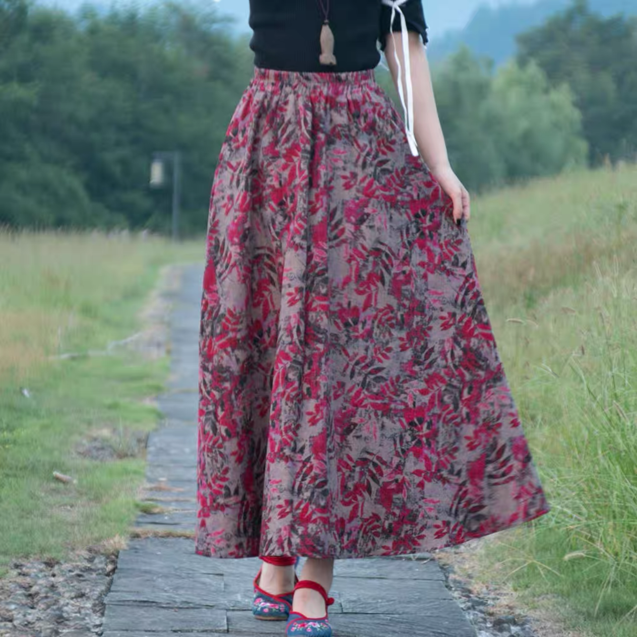夏色新作2025、ロングスカート、春スカート、夏スカート、秋スカート