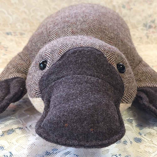 受注製作】ぬいぐるみ かものはし カモノハシ 抱きぐるみ ツイード生地