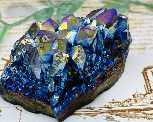 七色の夢໒꒱✨　オレンジ　オーラ　水晶　ラフストーン　原石　クラスター 七色の夢໒꒱✨ オレンジ オーラ 水晶 ラフストーン 原石