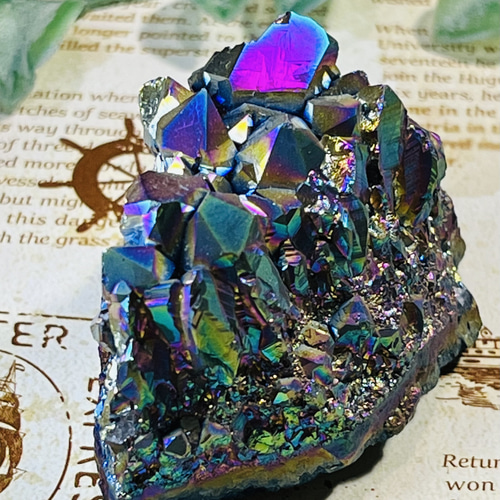 七色の夢໒꒱✨　オーラ　紫水晶　ラフストーン　原石　クラスター 七色の夢໒꒱✨ オーラ アメジスト 紫水晶 ラフストーン 原石