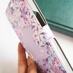 【名入れ】紫陽花の手帳型スマホケース（カード入れ・スタンド付き）iPhone Android 全機種対応 18枚目の画像