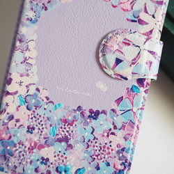 【名入れ】紫陽花の手帳型スマホケース（カード入れ・スタンド付き）iPhone Android 全機種対応 17枚目の画像