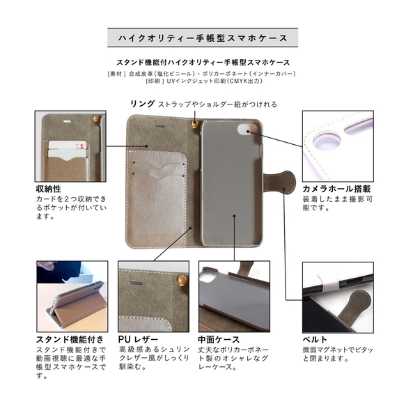 【名入れ】紫陽花の手帳型スマホケース（カード入れ・スタンド付き）iPhone Android 全機種対応 4枚目の画像