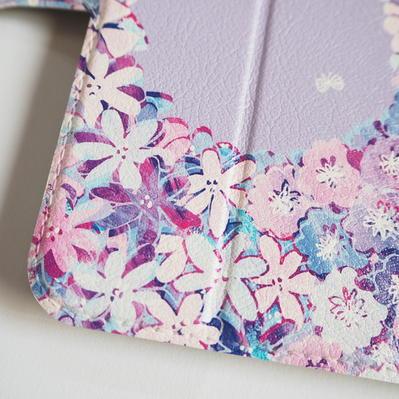 【名入れ】紫陽花の手帳型スマホケース（カード入れ・スタンド付き）iPhone Android 全機種対応 13枚目の画像