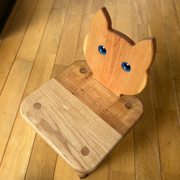 猫のこども椅子C 瞳の色は青のみ 無垢椅子 椅子（チェアー