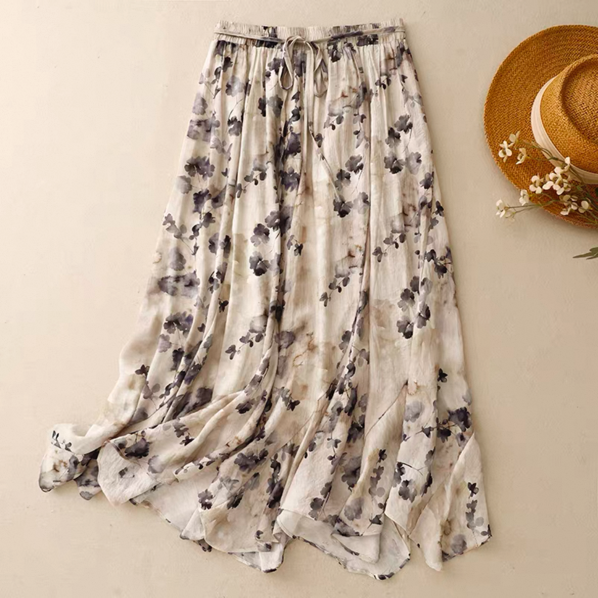 大人カジュアルスカート ロングスカート レディース 夏 綿麻 春夏秋 ﻿