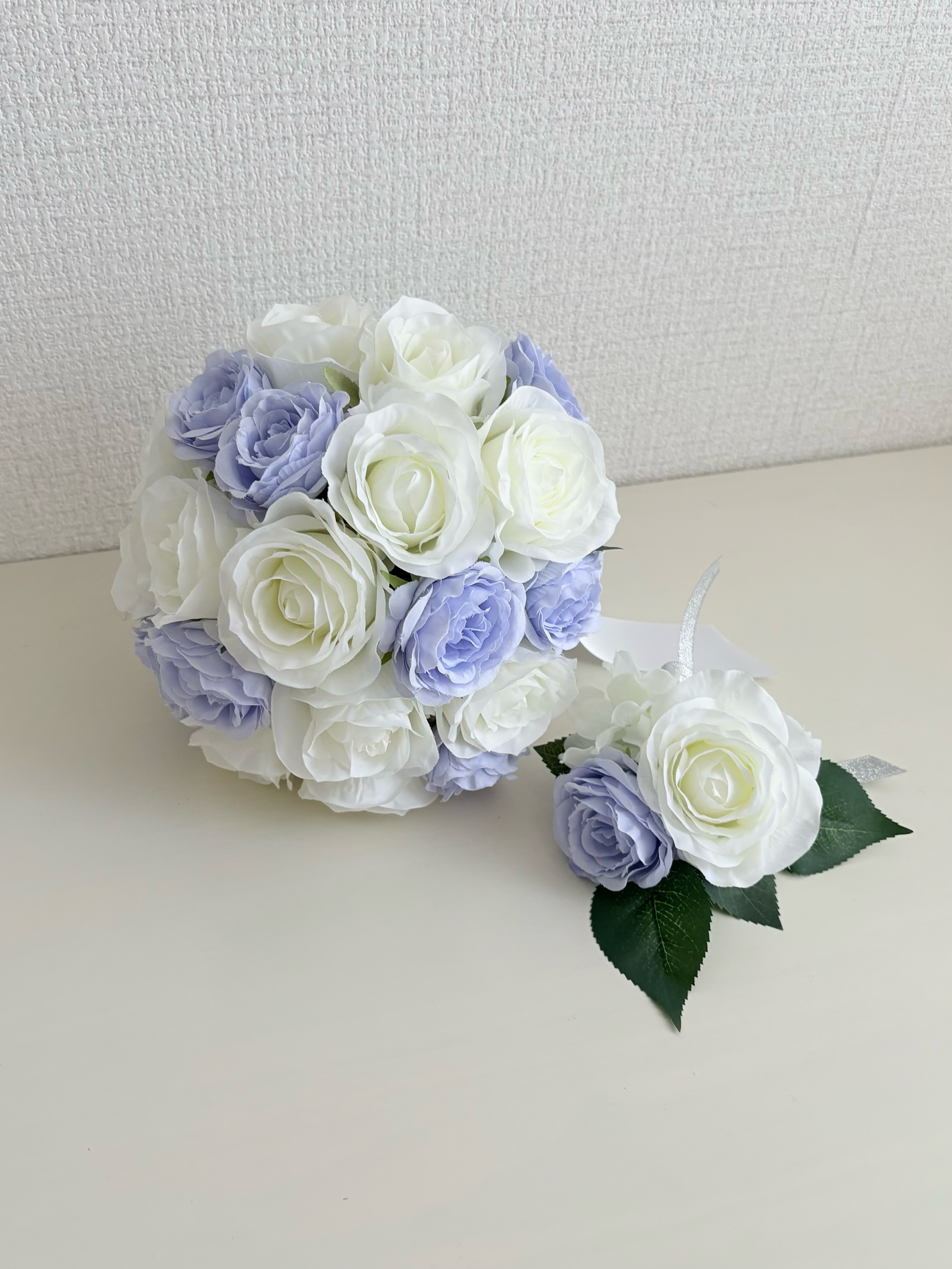 パール　リボン　ウェディングブーケ　アーティフィシャルフラワー　シャワーブーケ アーティフィシャルフラワーで Wedding bouquet #アーティシャル