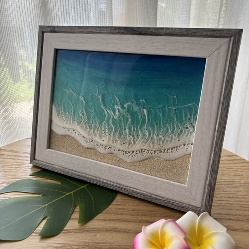 海を身近に感じる レジン オーシャンアート 2L判フォトフレームサイズ