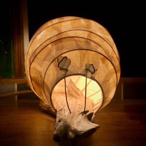 LUMA 流木と和紙とビーチグラスの照明（かたつむり） スタンドライト