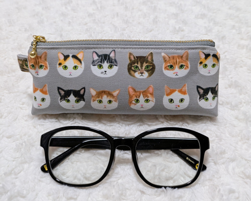 メガネケース　ペンケース　ねこ柄 メガネケース ペンケース 猫柄 スリム ソフト コンパクト 薄い 軽い