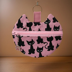 □受注製作□ハンドメイド 猫型ファスナーポーチ コスメカードケース