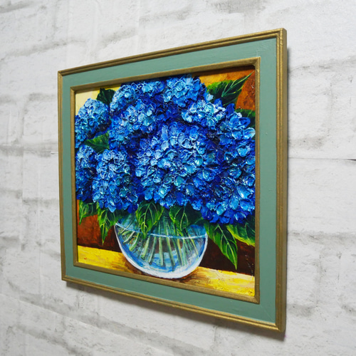 油絵 油彩 油彩画 絵画 アートパネル【青いかすみ草】 油絵 油彩 油彩画 絵 絵画 【青いかすみ草】 | HIROSHI1990