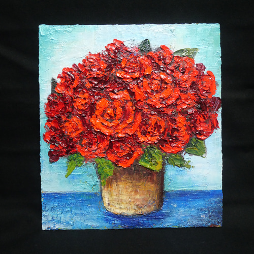 油絵 油彩 油彩画 絵 絵画【赤い薔薇】 絵画 HR 通販 19341836