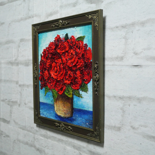 油絵 油彩 油彩画 絵 絵画【赤い薔薇】 | HIROSHI1990