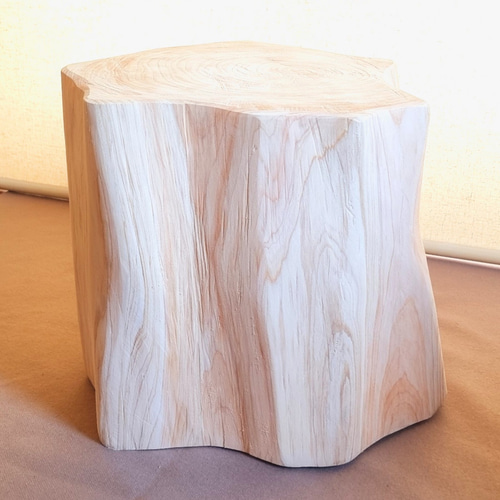 天然アロマ 東濃ひのきフリル スツール・テーブル・特大・無垢無塗装