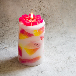 tropical fruits geometry candle バースデー・記念日キャンドル/日付オーダー出来ます 6枚目の画像