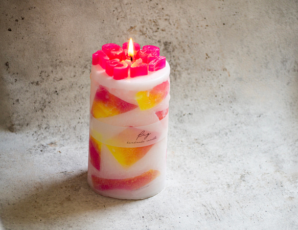 tropical fruits geometry candle バースデー・記念日キャンドル/日付オーダー出来ます 6枚目の画像