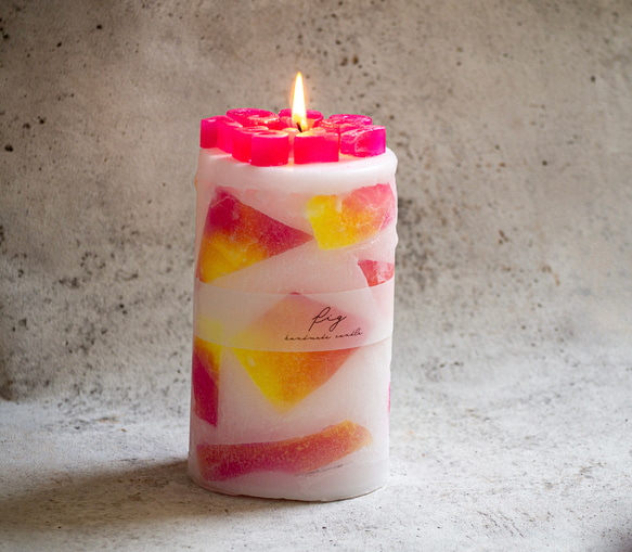 tropical fruits geometry candle バースデー・記念日キャンドル/日付オーダー出来ます 1枚目の画像