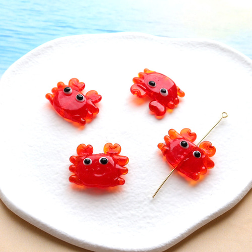 新作☆カニのガラス細工 チャーム ビーズ その他素材 handmade Moment