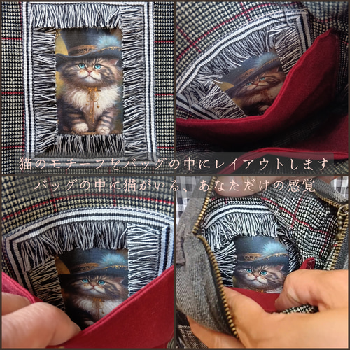 36【デニム✕猫】大人格好いいデニムバッグ ショルダー リメイク
