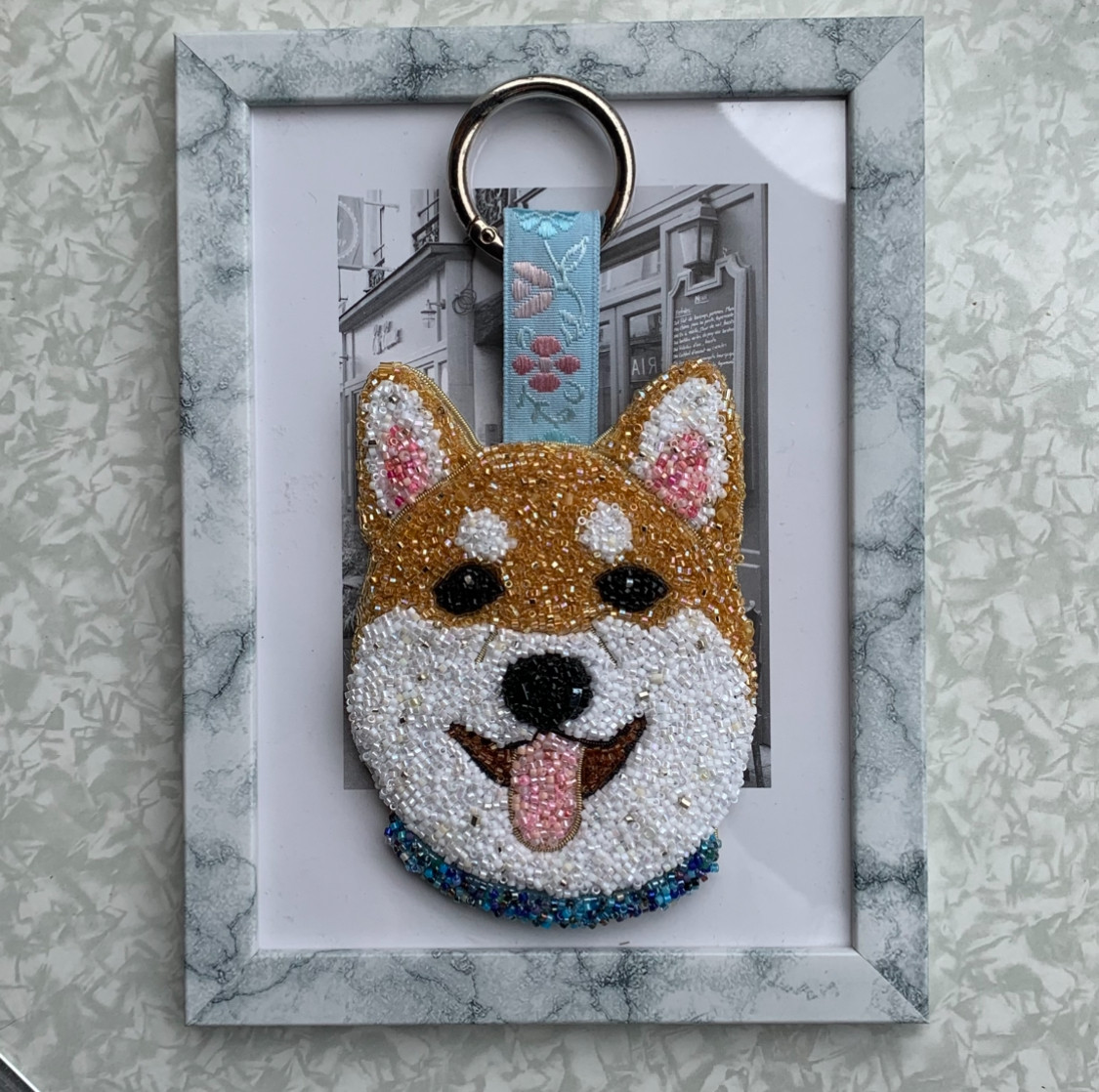 大きめキラキラビジューキーホルダー(柴犬)