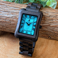 木製腕時計】EINBAND Licht Sandalwood ターコイズ文字盤 天然石×木製