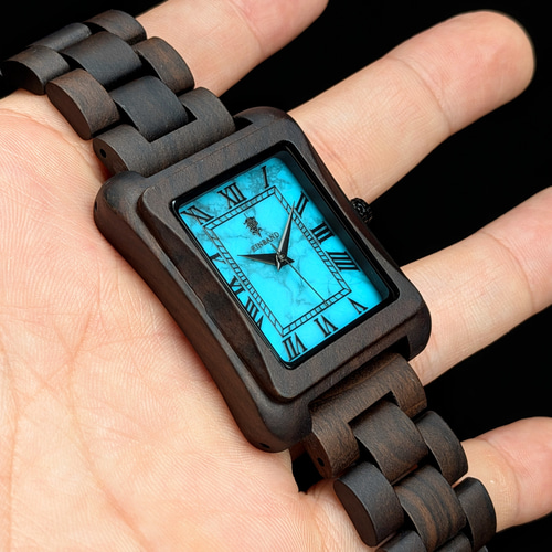 木製腕時計】EINBAND Licht Sandalwood ターコイズ文字盤 天然石×木製