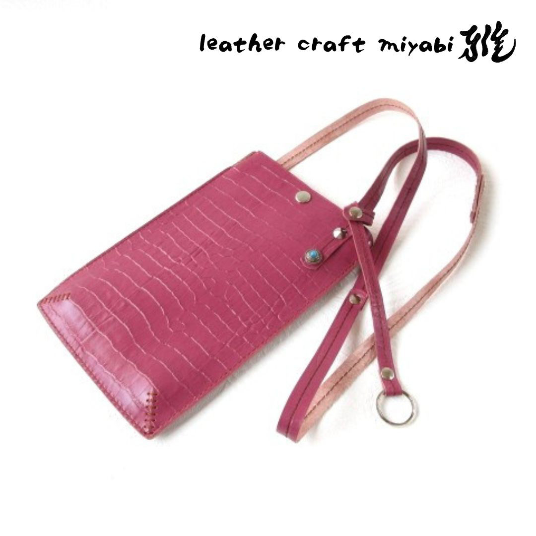 コンチョ使い♪手縫い《牛革》２WAYコンチョサコッシュ・フラットスモールタイプ・065