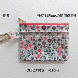 仕切りつき　xxs-3（カードサイズ）　リバティラミ　クリアポーチ　アイアンシ　♡ギリシャ語でスミレや紫の小さな花を意味 7枚目の画像