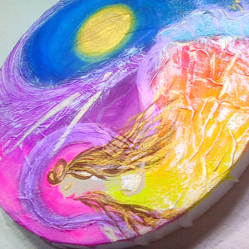 風水絵画＊神々の舞う奇跡の空〜龍と天女〜吉祥天 月 陰陽如意宝珠