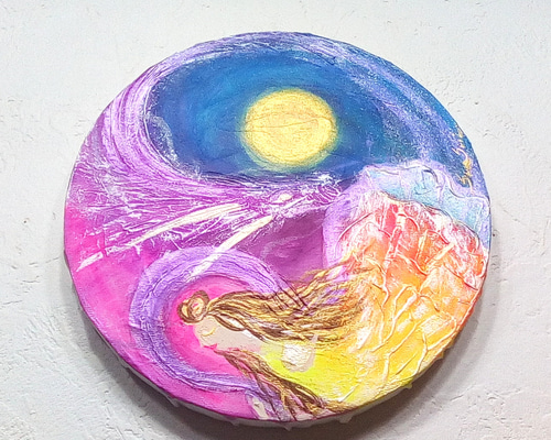 風水絵画＊神々の舞う奇跡の空〜龍と天女〜吉祥天 月 陰陽如意宝珠