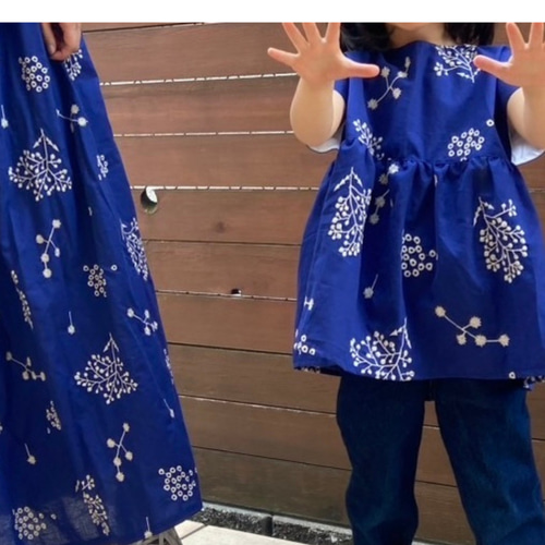 1着・即納】着丈55cm×後ろの仕様：リボン小_コットンリネン＊刺繍