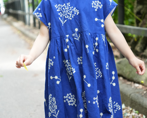 1着・即納】着丈55cm×後ろの仕様：リボン小_コットンリネン＊刺繍