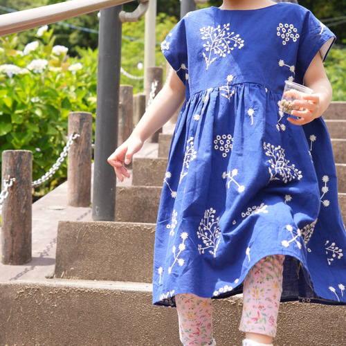 1着・即納】着丈55cm×後ろの仕様：リボン小_コットンリネン＊刺繍