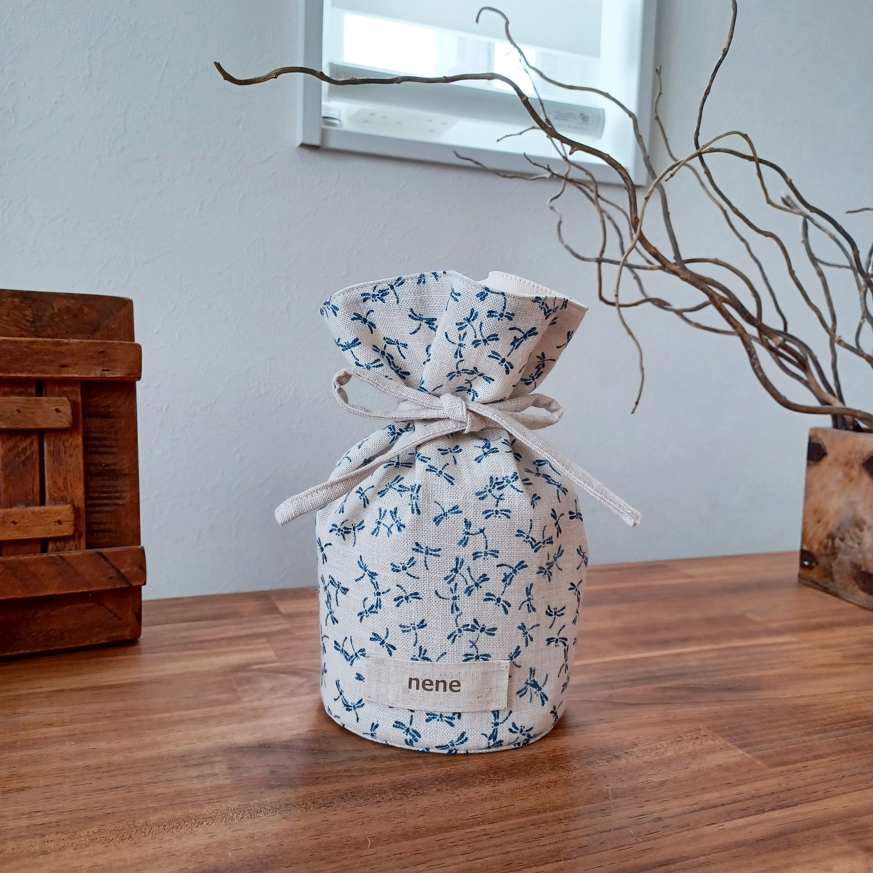 骨壷カバー ペット 和風　とんぼ柄　白