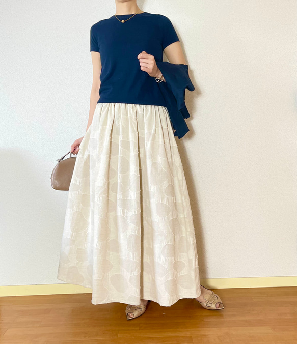 サイズSから4L】コットンリネン くったりとしたジャガード