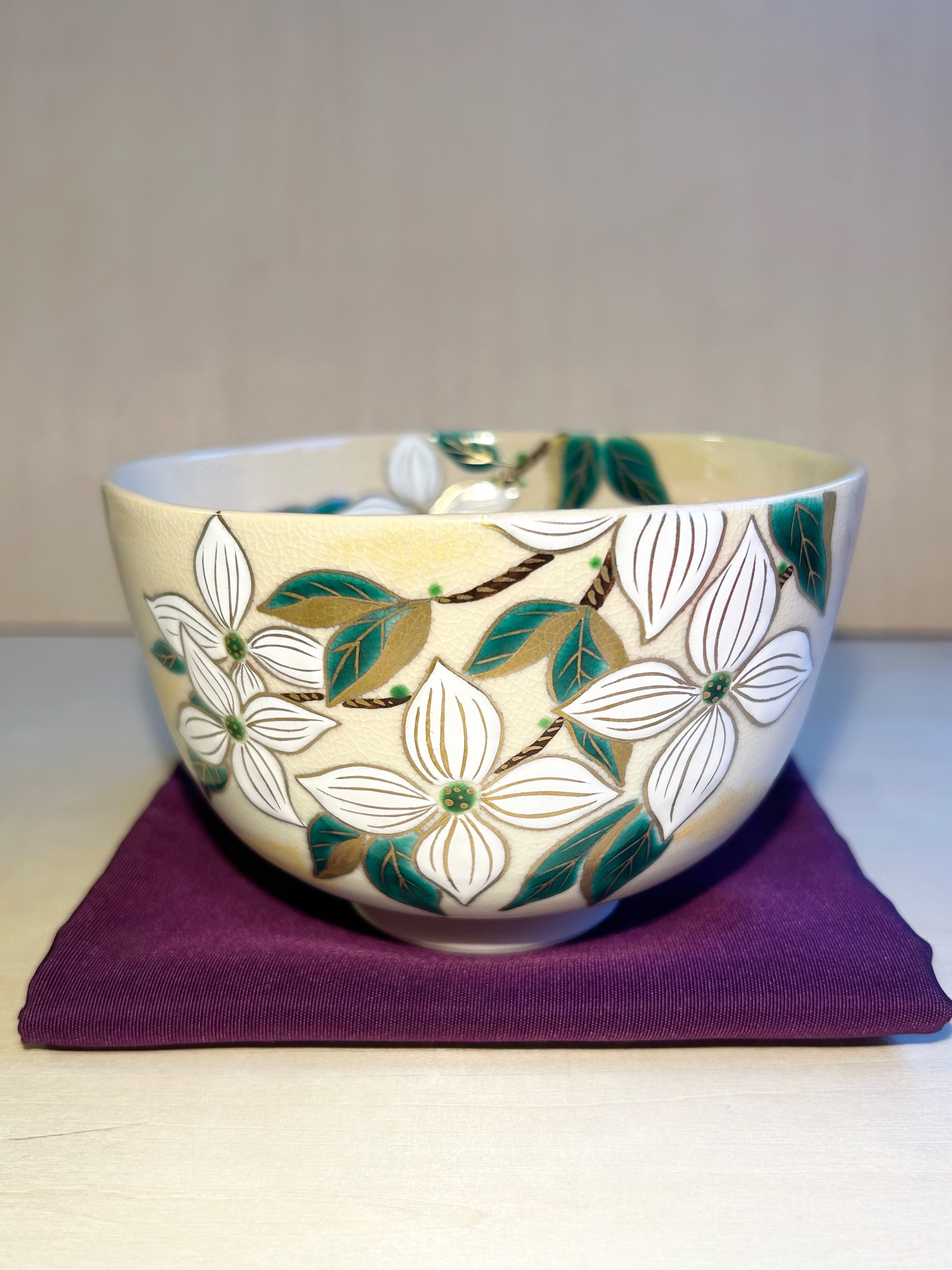 色絵　山法師　抹茶茶碗