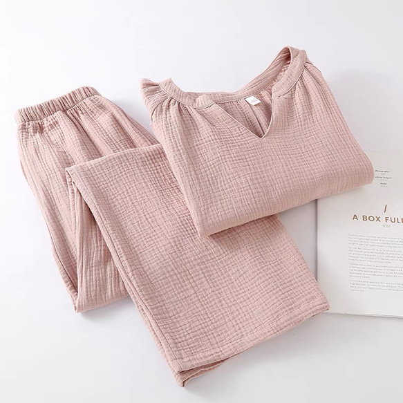 パジャマ 長袖レディース上下セット春秋ダブルガーゼ 春秋寝巻き 3枚目の画像