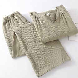 パジャマ 長袖レディース上下セット春秋ダブルガーゼ 春秋寝巻き 2枚目の画像