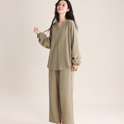 パジャマ 長袖レディース上下セット春秋ダブルガーゼ 春秋寝巻き 4枚目の画像