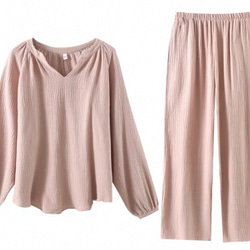 パジャマ 長袖レディース上下セット春秋ダブルガーゼ 春秋寝巻き 5枚目の画像