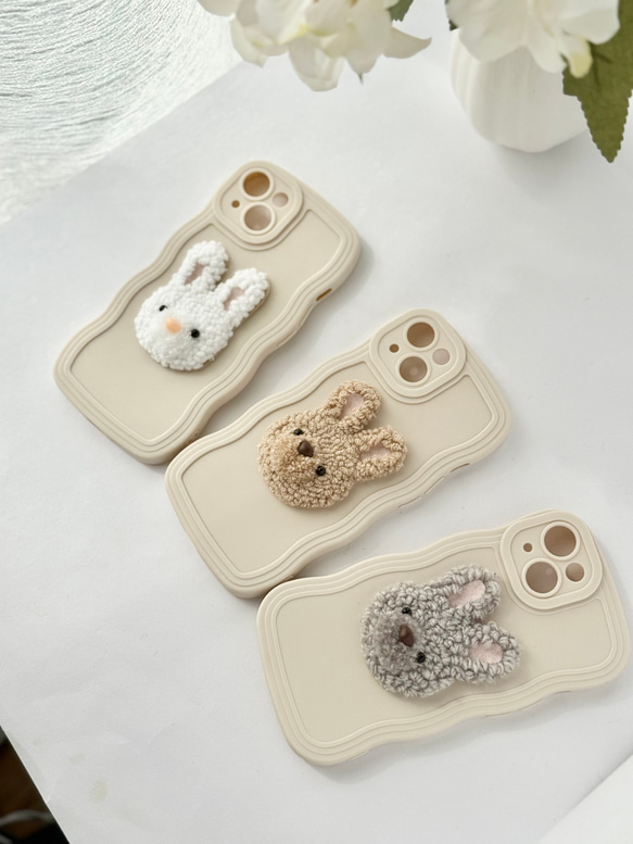 選べるうさぎのスマホグリップ＊ウェーブケース 2枚目の画像