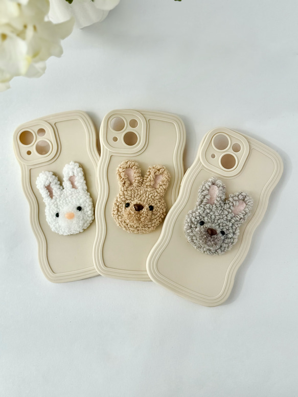 選べるうさぎのスマホグリップ＊ウェーブケース 1枚目の画像