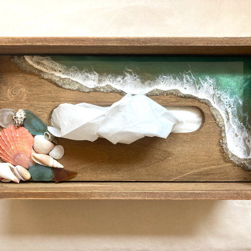 海のティッシュBOX【オーシャンアート】シェル付き その他