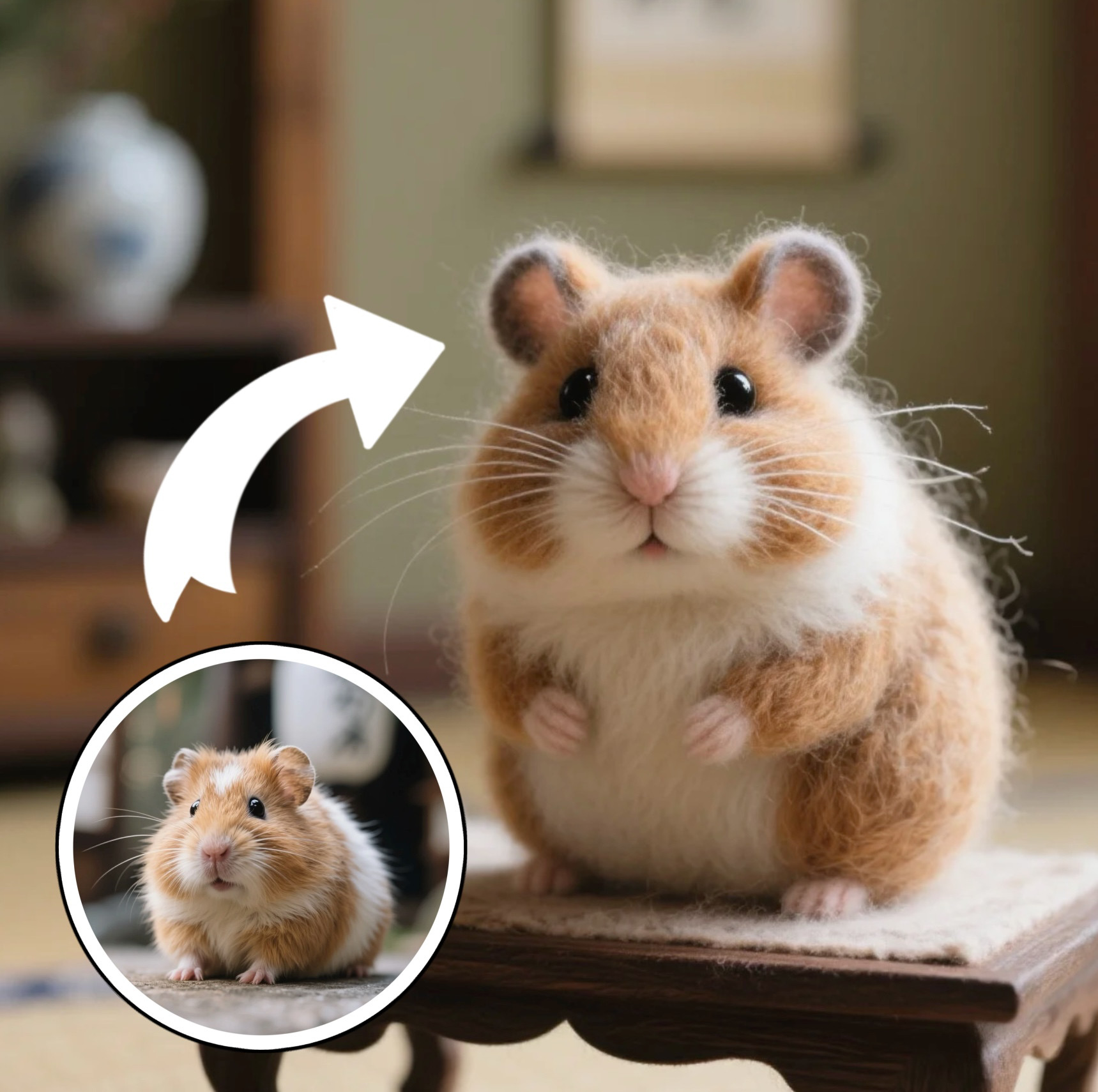 【受注制作】 ハムスター 羊毛フェルト人形  リアルな記念品 手作り記念品でお祝いしよう│インスタ映え