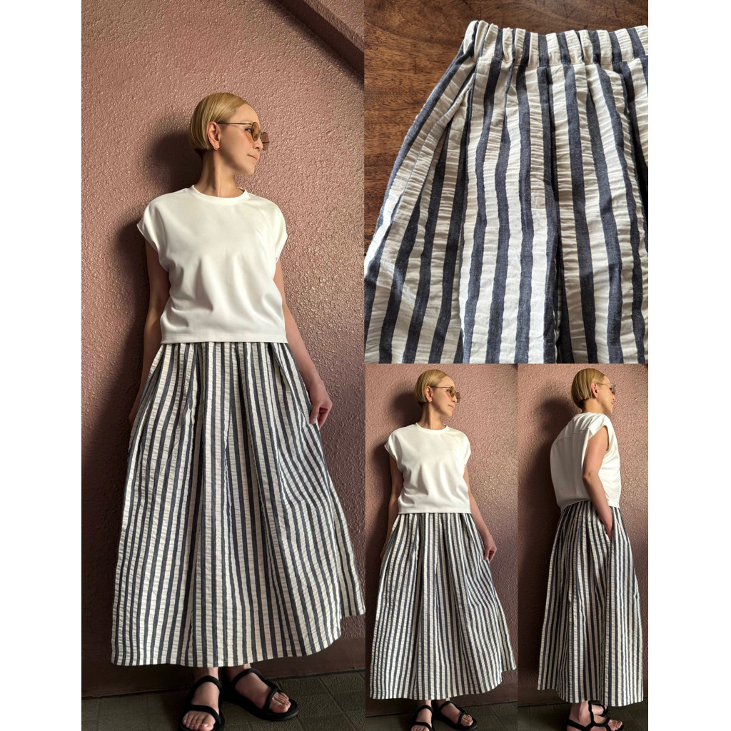 RATA❤️長さ選べる❤️サラッと涼感❤️夏にも涼しいスッキリ腰回りスカート❤️個性的な凹凸波サッカー素材❤️太畝 9,546円