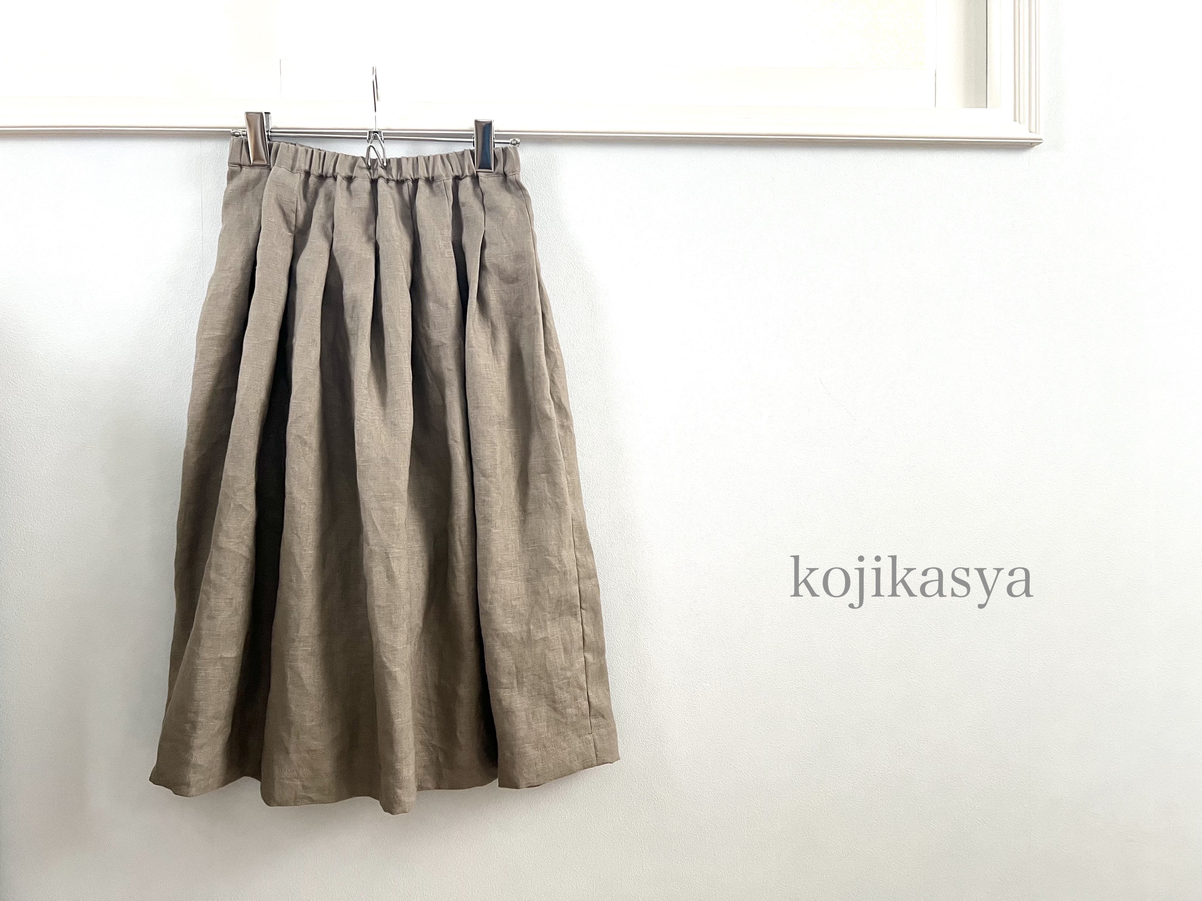 【受注製作】リネン100% カーキ。ベーシックなリネンスカート