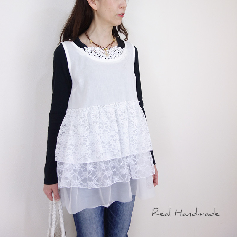 [予約販売] 透け感ティアード・フラワーレースキャミ
