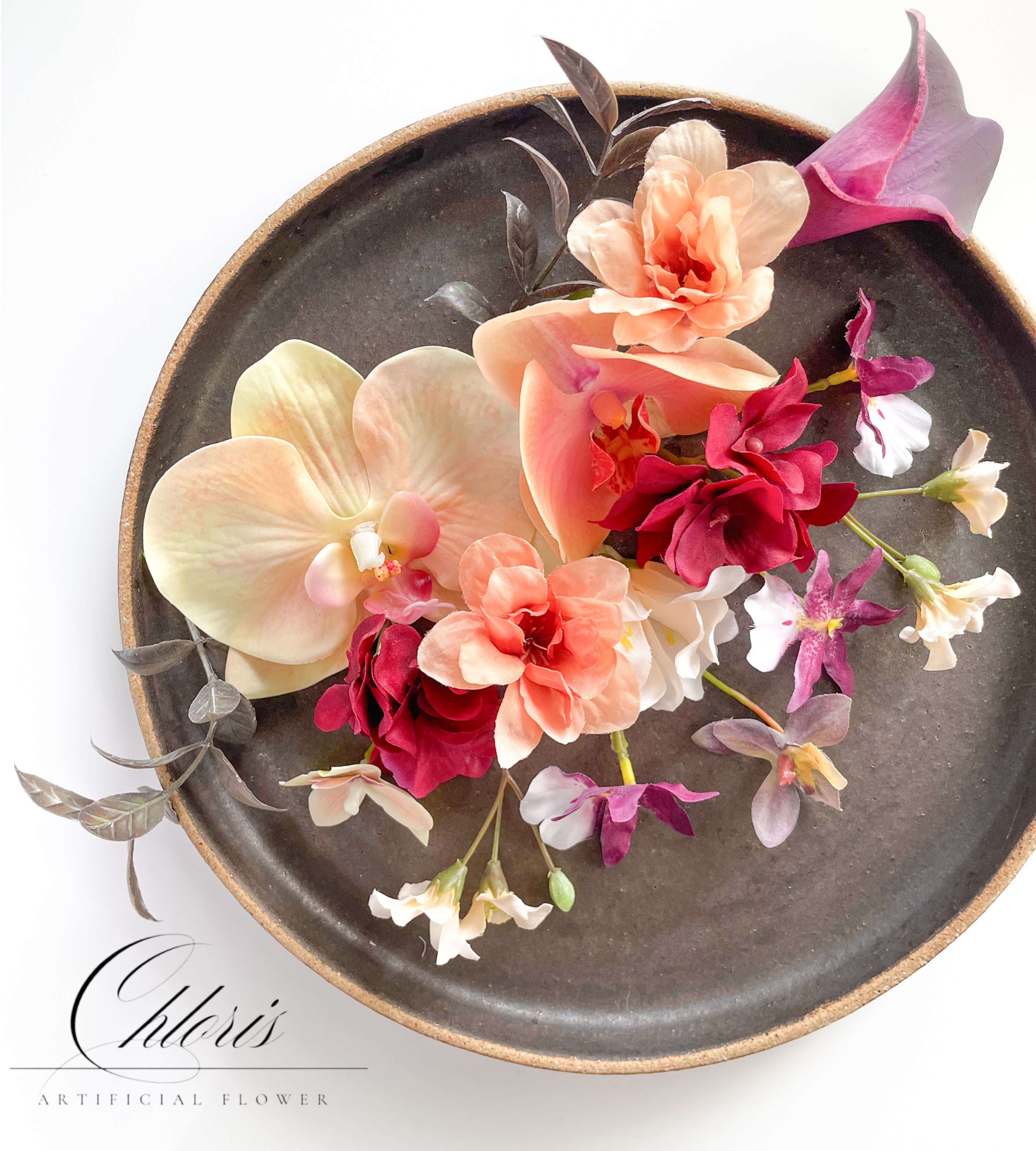 winered・orangeヘッドパーツ　ヘアドレス／髪飾り／ウェディング／前撮り／卒業式／成人式